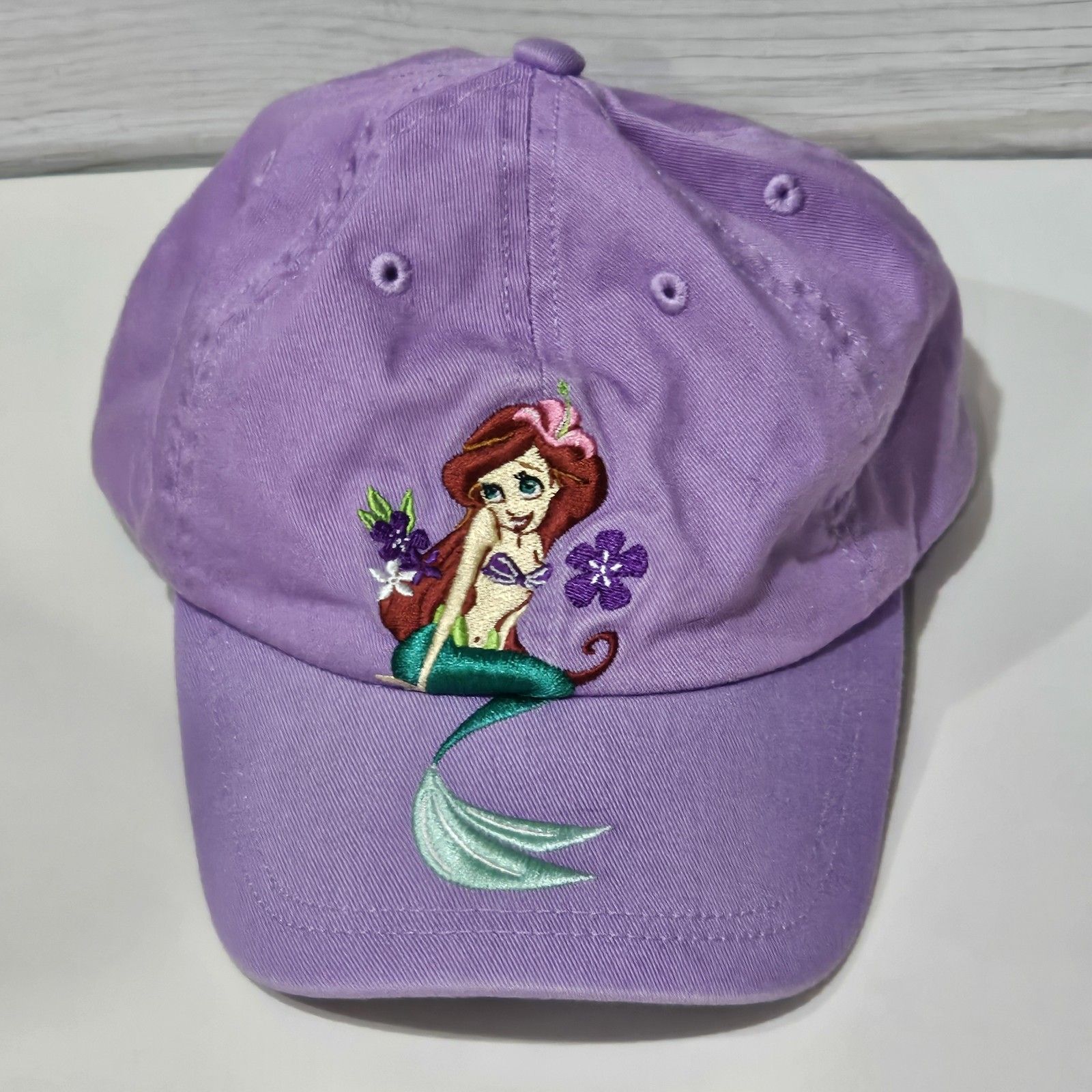 Disney The Little Mermaid Embroidered Hat Cap Strap Back Youth Xs Purple Cotton